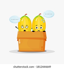 Cute star fruit mascot in the box