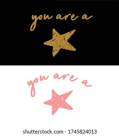 cute star girl slogan print