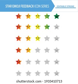 Cute star gradient emoji feedback icon set on white background. Royalty free and fully editable.