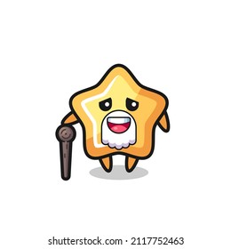 cute star grandpa is holding a stick , cute style design for t shirt, sticker, logo element