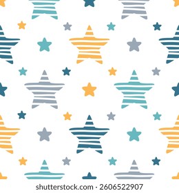 Cute star hand drawn seamless pattern design for print on fabric and other uses