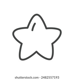 Cute star icon. Hand drawn monochrome illustration isolated on a white background. Kawaii sticker. Vector 10 EPS.