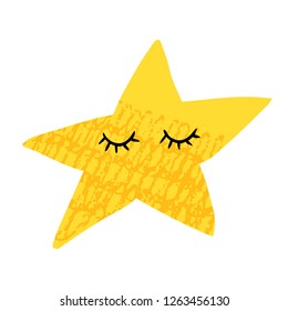 Cute star illustration template.  Ready-to-print design template. Clothes badge, banner, tag. Vector illustration.