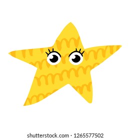 Cute star illustration template.  Ready-to-print design template. Clothes badge, banner, tag. Vector illustration.
