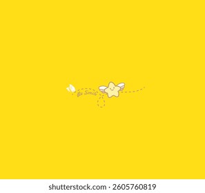 CUTE STAR LIKE SMILE, SO CUTE.Yellow  Cute Star. Doodle Kawaii Falling Stars.  Greeting Card for Kids. T-shirt Print, Poster for Nursery, Baby Shower, Holiday or B
