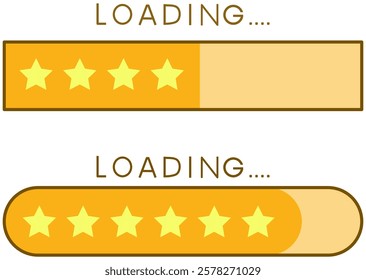 Cute star loading progress.
Yellow UI UX loading bar vector.