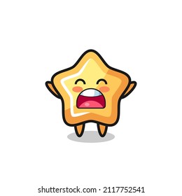 cute star mascot with a yawn expression , cute style design for t shirt, sticker, logo element