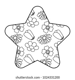 cute star pattern differents flowers spring theme