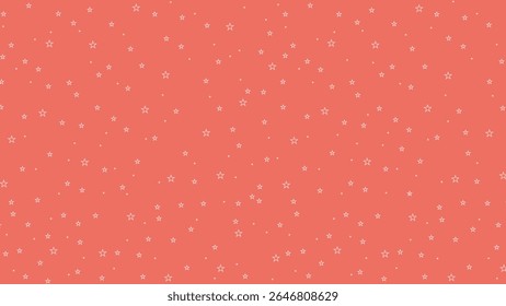 Padrão de estrela bonito no fundo rosa coral. Vetor celestial sem costura para papel de parede de berçário, tecido de bebê, envoltório de presente, decoração de quarto infantil, scrapbooking e projetos de design digital kawaii.