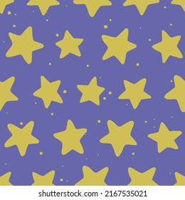 Cute star print. Starry sky for the nursery. Charming textiles. Children's pattern. Simple stars
