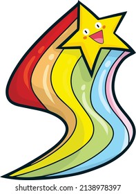 Cute star rainbow laughing happily