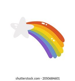 A cute star with a rainbow is an LGBTQ symbol. Vector illustration of an isolated star on a white background. A simple flat star icon. Happy pride month.