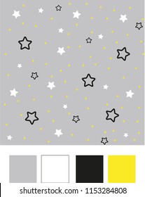 Cute star repeating seamless pattern for baby in muted calm colors