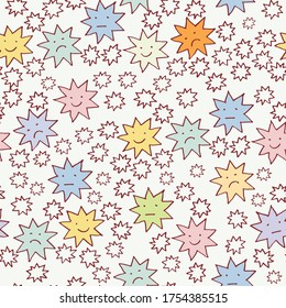 cute star seamless background with hand drawn sketchy style, simple and funny for kids 