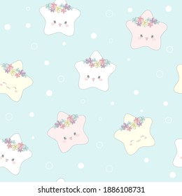 Cute star seamless pattern. Baby shower design. Seamless pattern can be used for wallpapers, pattern fills, surface texture