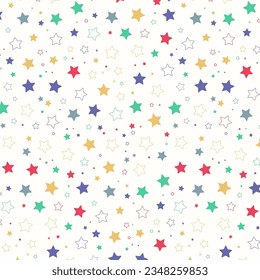 Cute star seamless pattern on white background. pastel wallpaper, repeating background