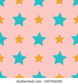 Cute star seamless repeat vector pattern. These colored stars would be perfect for gift wrap, stationary, packaging, and more. Great for children's products and fabrics. 