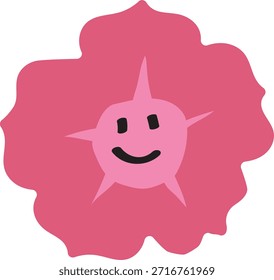 Niedliche Sternform lächelnde Blume flach Vektorgrafik