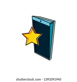 cute star with smartphone device