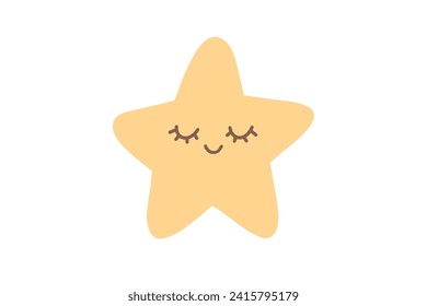 Cute star is smiling, eyes closed. Vector illustration