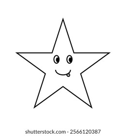 Cute star with smiling face. Icon symbol. Vector illustration