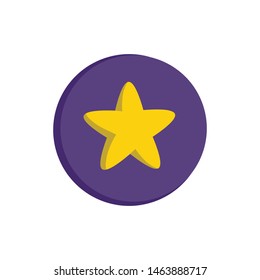 Cute star vector icon inside a circle. Flat design cartoon style. App Button.