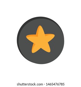 Cute star vector icon inside a circle. Flat design cartoon style. App Button.