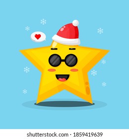 Cute star wearing a Christmas hat