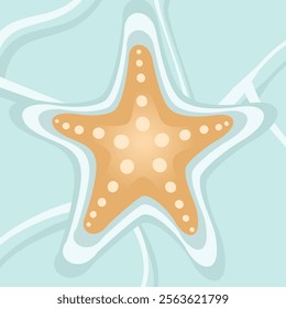 Cute Starfish with Abstract Ocean Background suitable for marine-themed projects