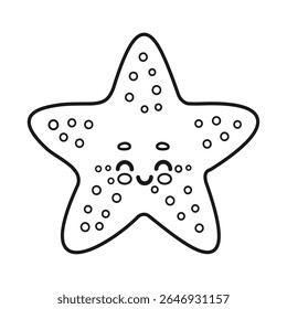 Cute starfish adorable ocean sea vector illustration creature coloring page isolated on white background