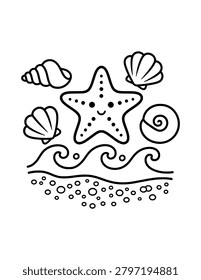 Cute Starfish Beach Scene