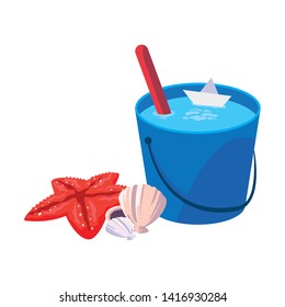 cute starfish with bucket and shell