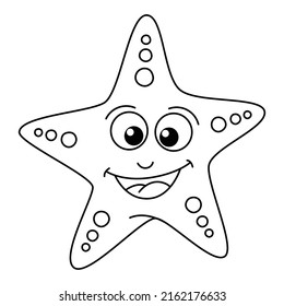 Cute starfish cartoon coloring page illustration vector. For kids coloring book.