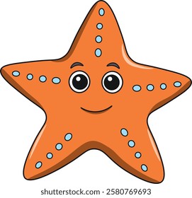 Cute starfish cartoon. Flat vector illustration. Wild life animals. Cute animal on white background