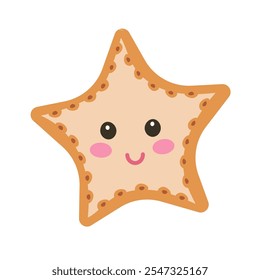 Lindas estrelas do mar em estilo kawaii. Ilustração de vetor desenhada à mão. Web design, impressão de camisetas, têxteis