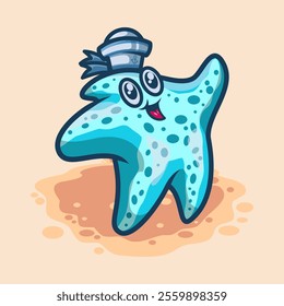 Cute Starfish Mascot Vector Illustration great for your brand business