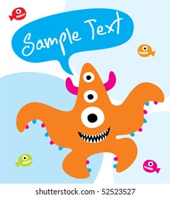 cute starfish monster doodle tag
