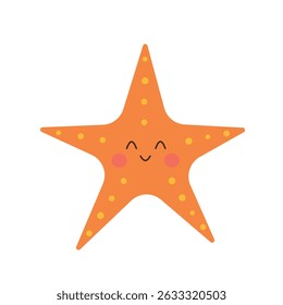 Cute starfish on isolated white background. Vector illustration cartoon flat style.