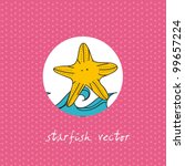 cute starfish with sea over pink background. vector illustration