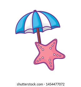 cute starfish with umbrella open