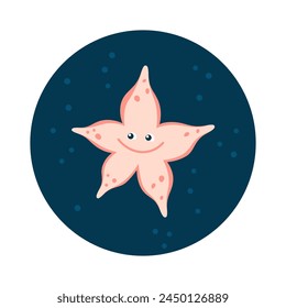 Bonita estrella de mar. Icono de Vector. El mundo animal del océano. Estilo de dibujos animados planos.