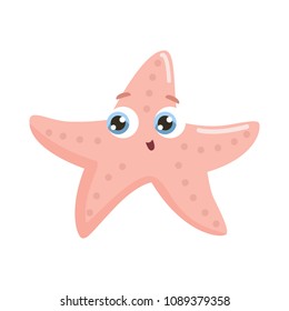 Cute starfish vector illustration. Flat design.