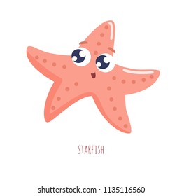 Cute starfish vector illustration. Flat design.