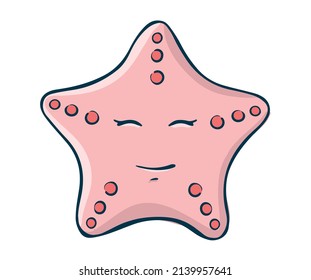 Cute starfish. Vector illustration of a series of marine animals. A picture for children's educational books, for a print on a T-shirt or your design.