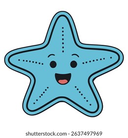 cute starfish wild sea animal flat color vector illustration template design