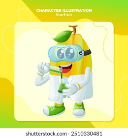 Cute starfruit character as scientists. Perfect for kids, merchandise and sticker, banner promotion
