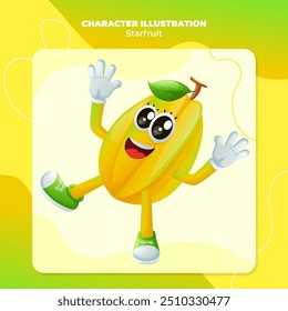 Cute starfruit character smiling with a happy expression. Perfect for kids, merchandise and sticker
