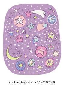 Cute Starry Night Illustration Stock Vector (royalty Free) 1126102889 