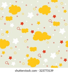cute stars and clouds pattern vector illustration
