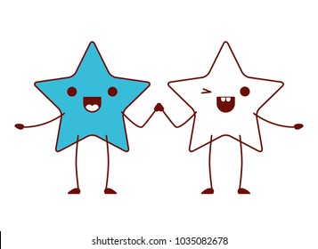 cute stars couple kawaii character